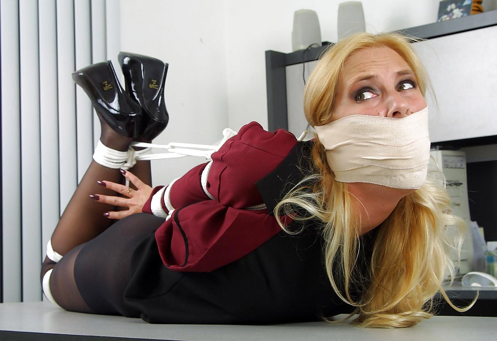 Hot Blonde Secretary Hogtied and Gagged in the office #27087403