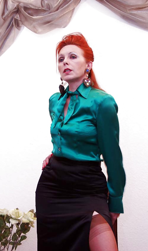 Mature redhead German nylon lady #30847010