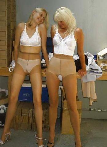 Mature babes in pantyhose warehouse strip. #35952250