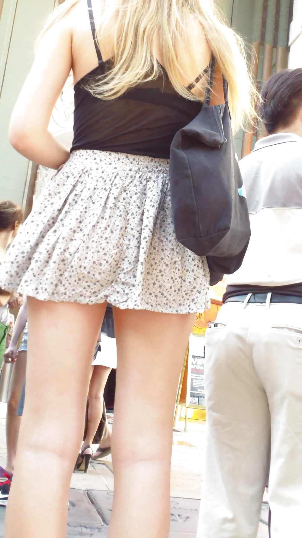 French teen flashing her butt & ass in sexy short skirt #23713068