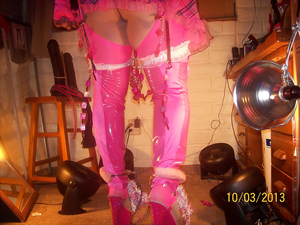 Mistress's legs in silky stockings for Tgirl Veronica. #24095042