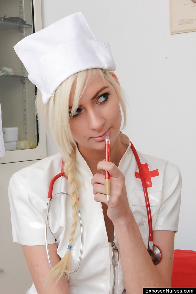 Simone is a skinny nurse that loves masturbating her shaved pussy #50993986