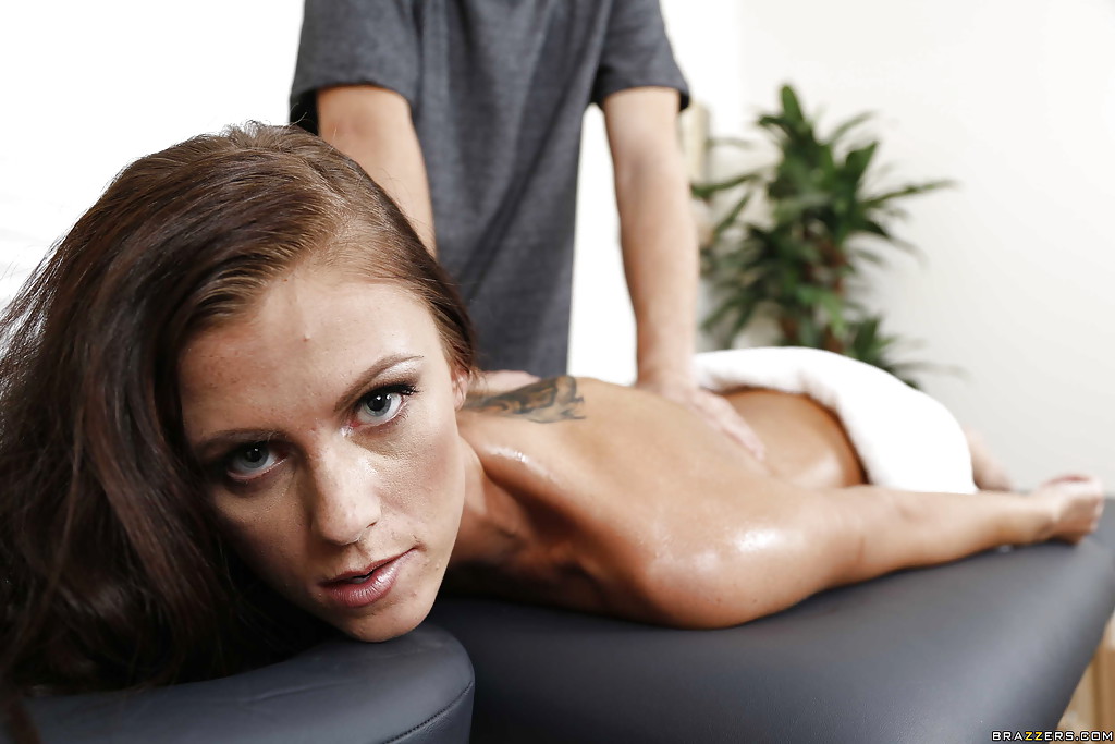 Brunette pornstar Whitney Westgate dose a hot massage of her mans cock #50909678
