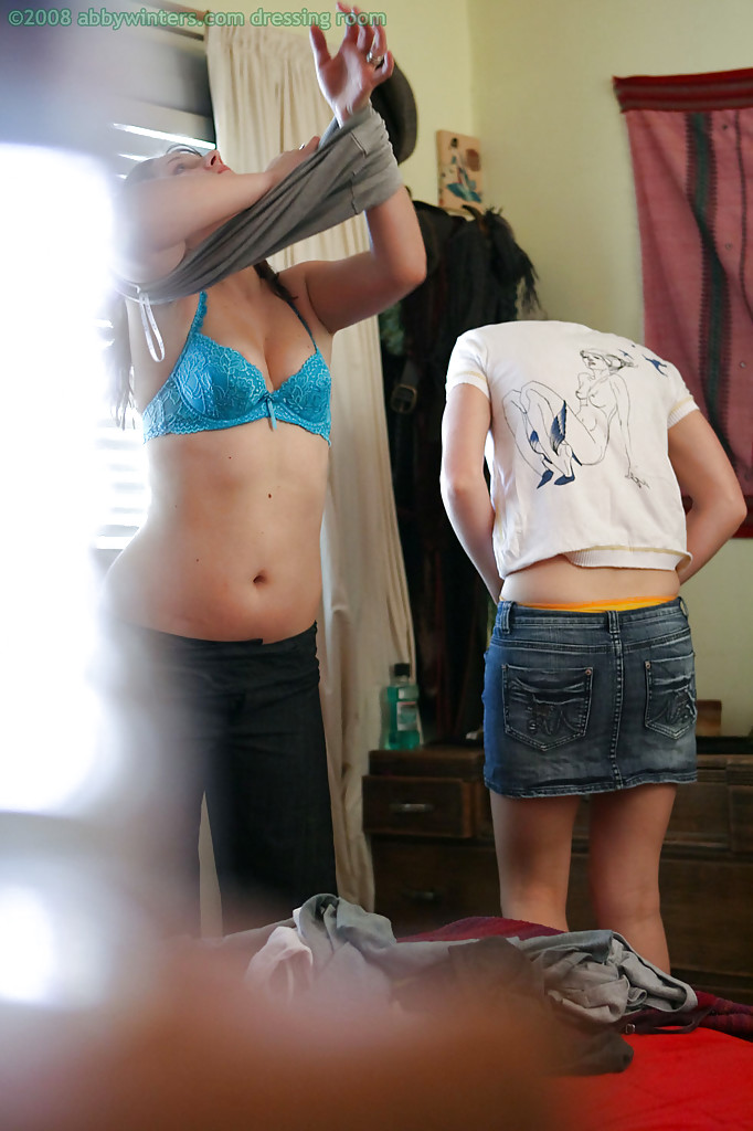 Slutty lesbian teens Greta and Jamie Lee helping each other get dressed #52329857