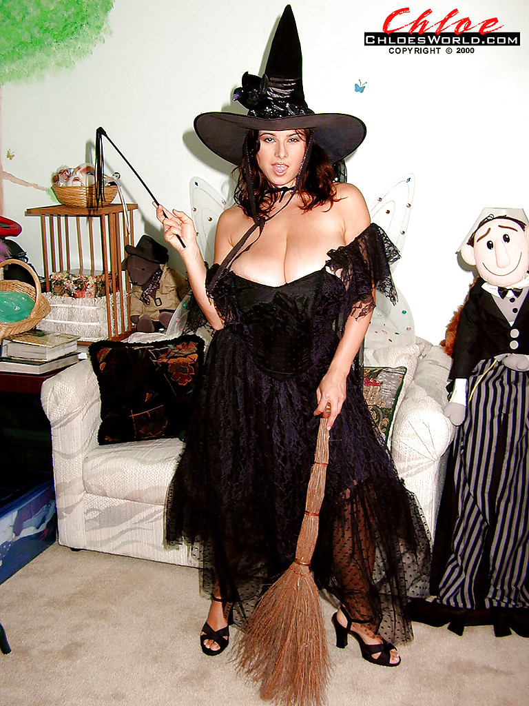 French MILF Chloe Vevrier freeing knockers and bush from witches uniform #50383021