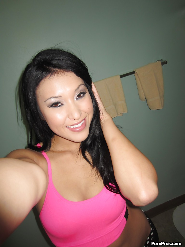 Asian beauty Jayden Lee taking nude self pictures as she undresses