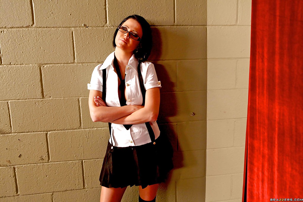 Sexy teen in glasses and school uniform Loni Evans drilled hard #54808950