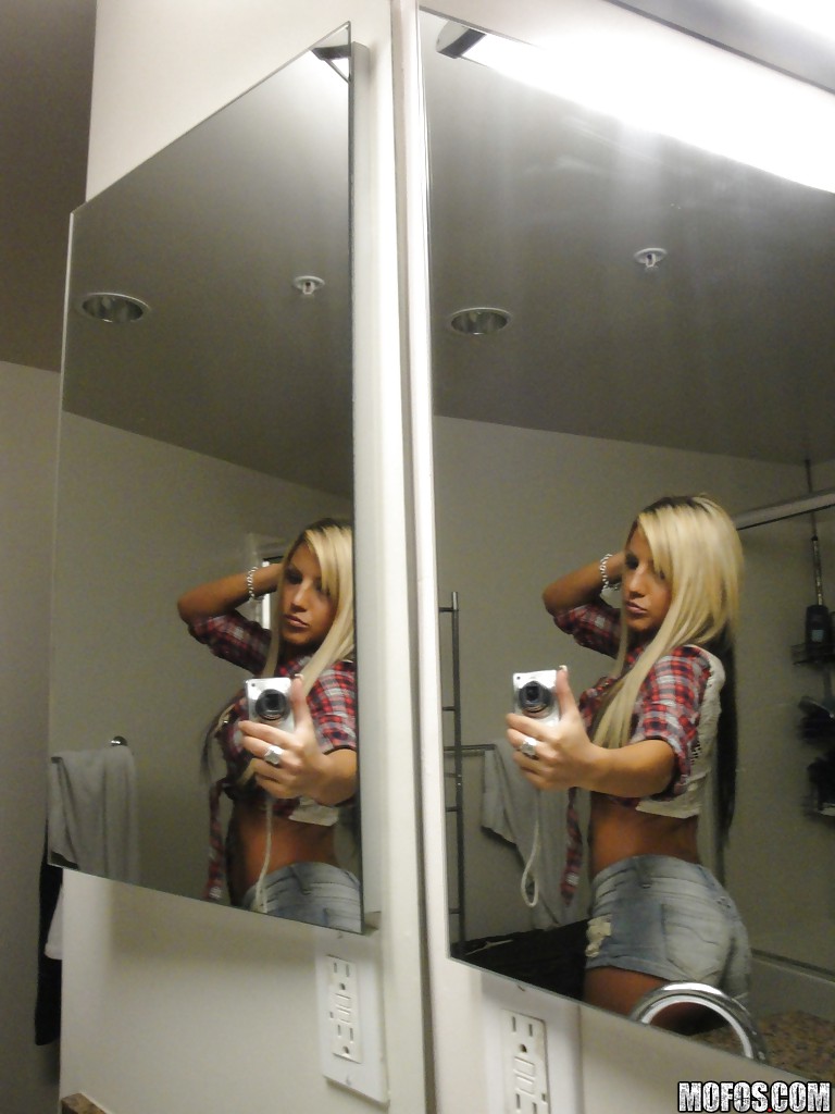Perky blondie with piercing undressing and making selfies in the bath #51820845