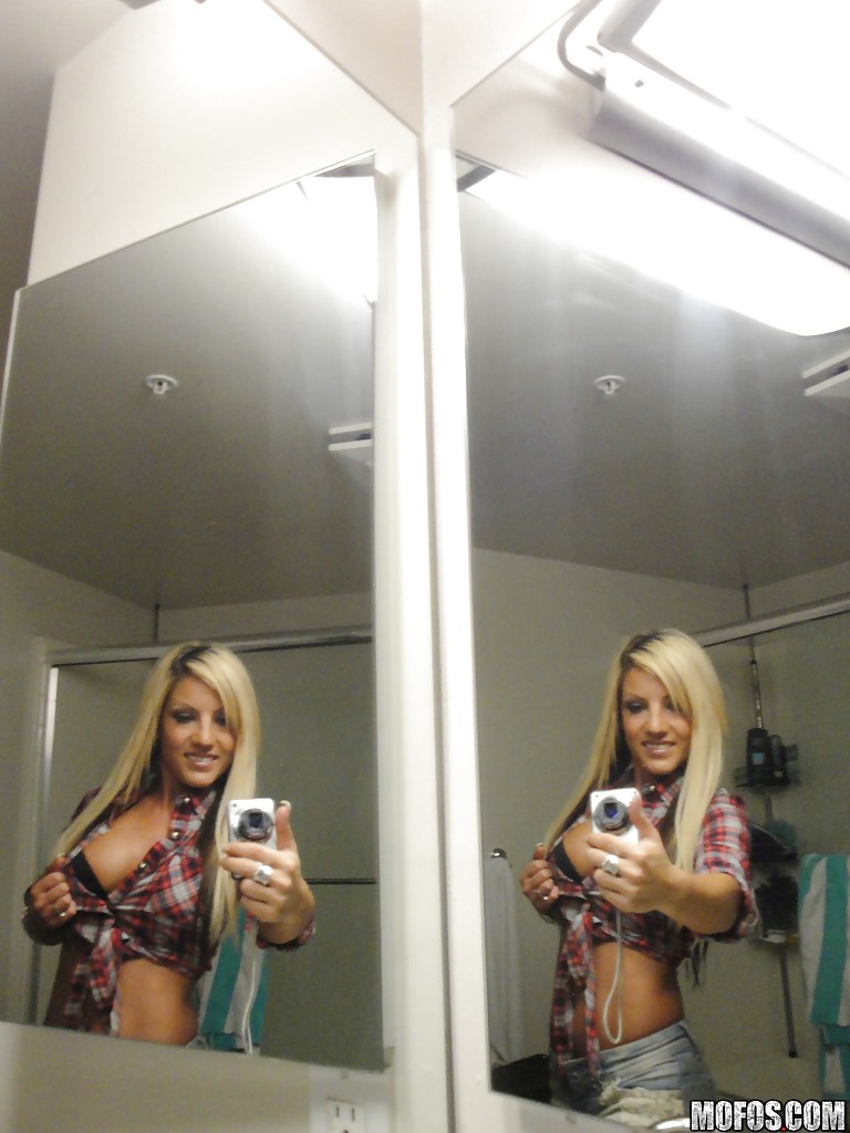 Perky blondie with piercing undressing and making selfies in the bath #51820867