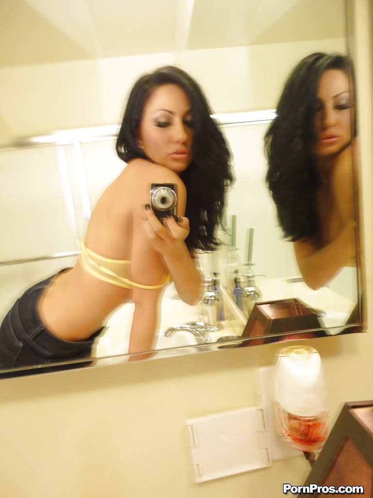 Brunette slut Tiffany Brookes taking mirror self shots while undressing #50136082