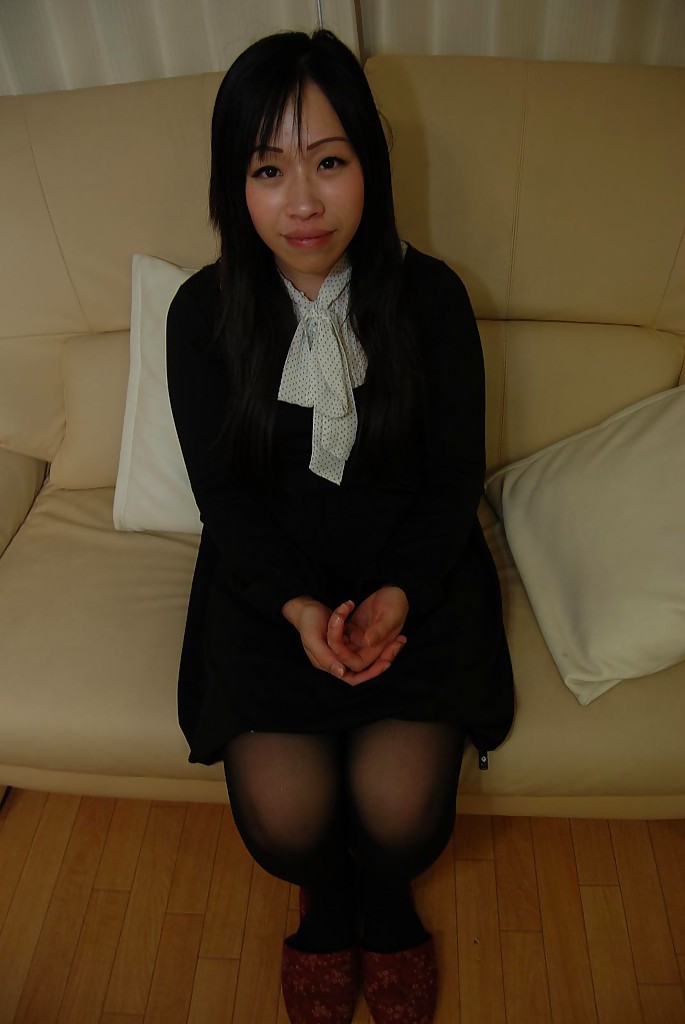Smiley asian teen in pantyhose getting nude and teasing her hairy slit #51216466