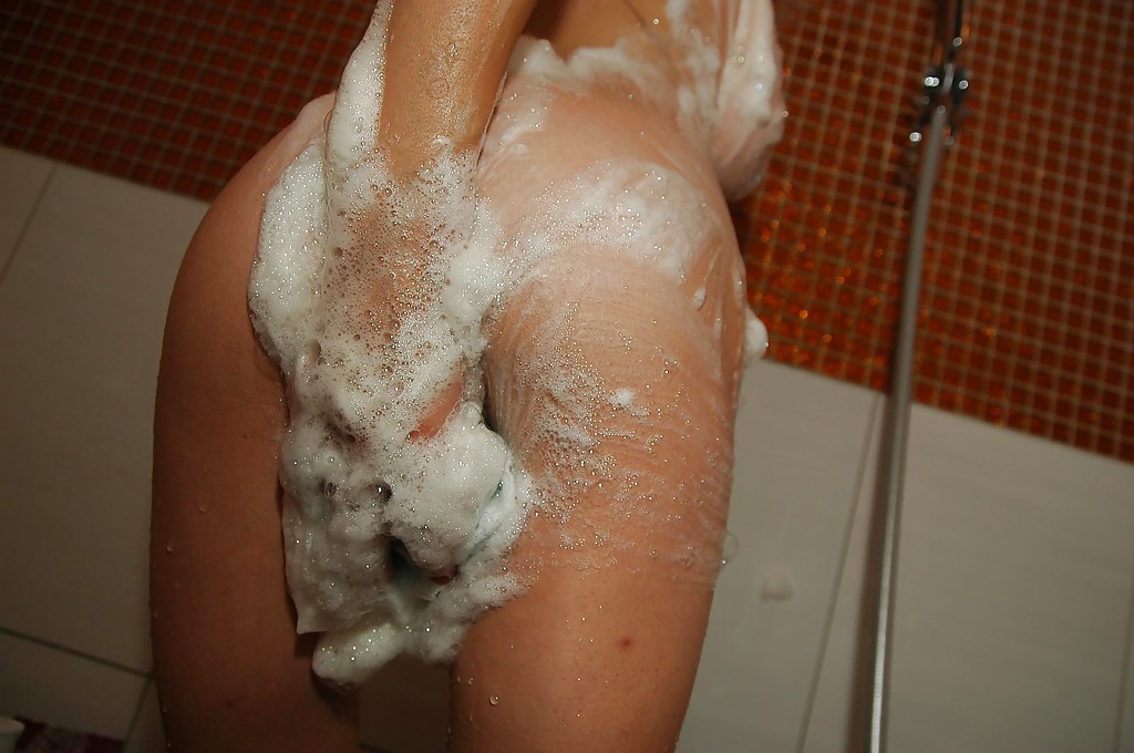 Big tit brunette milf Kazumi washing her awesome hairy pussy #51954726