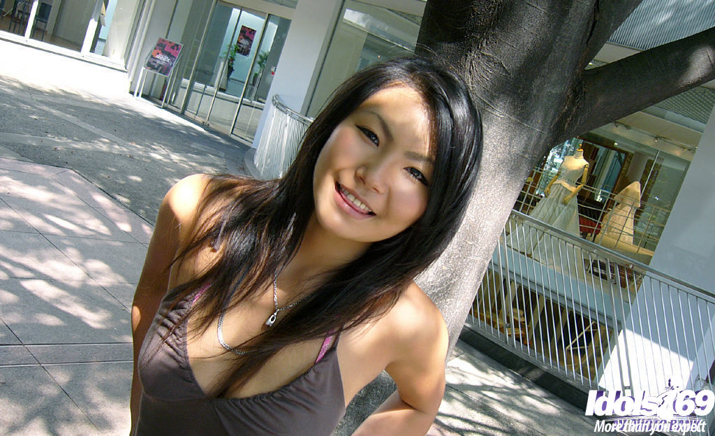 Smiley asian cutie flashing her tempting breast with sweet nipple #51188372