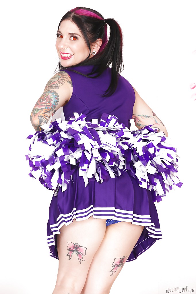 Amateur upskirt posing with a hot babe Joanna Angel in her cheerleader suit #50316232