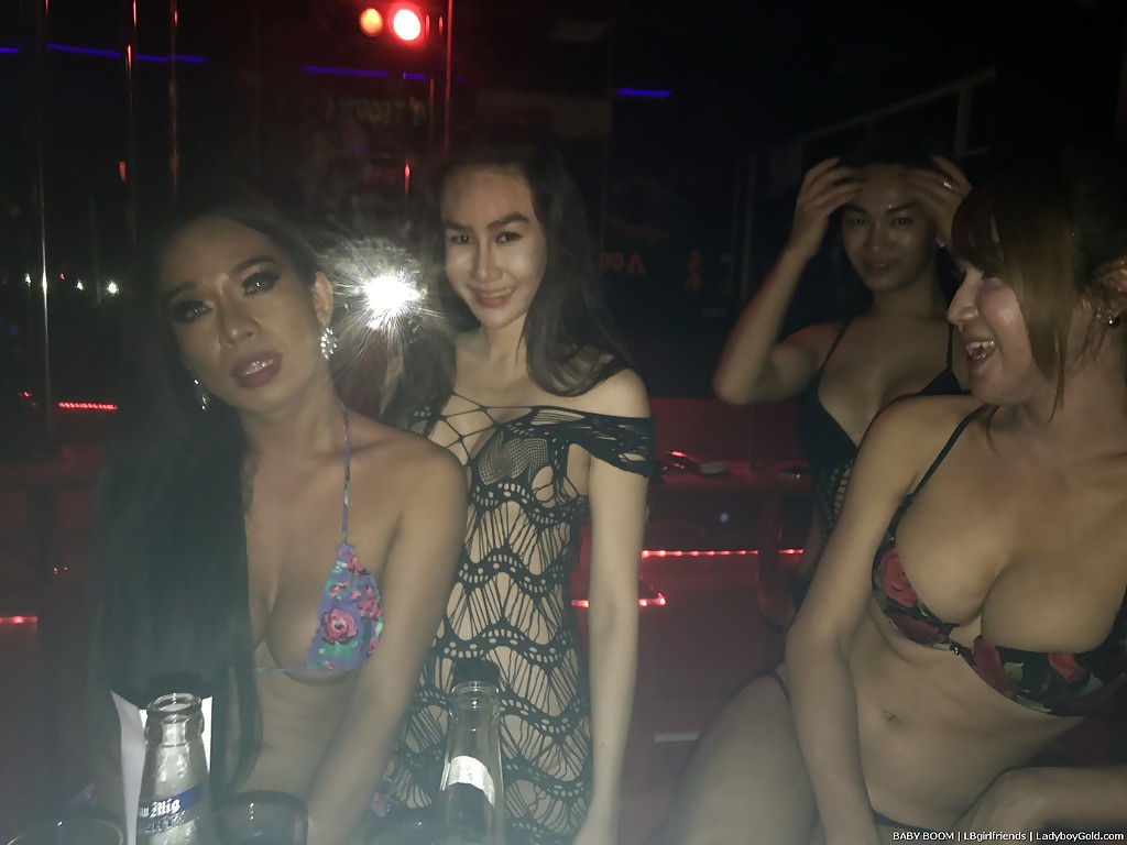 Asian trannies flashing tits and grinding while dancing in strip club #51866588