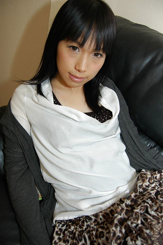 Cute asian babe Chiharu Moriya getting naked and rubbing her clit