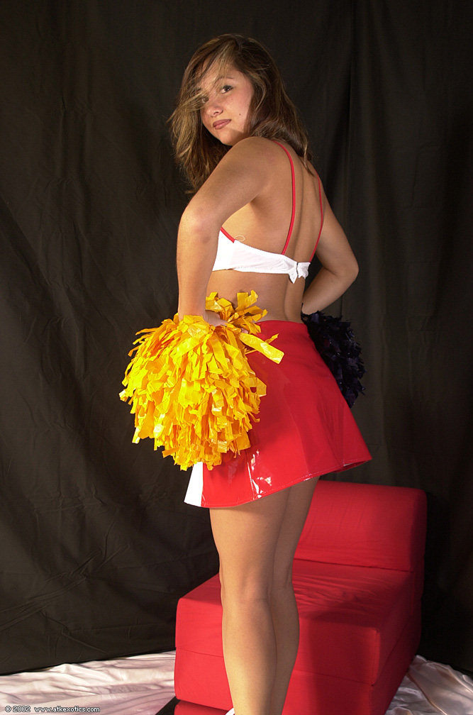 Amateur Latina chick Mailia releasing tiny breasts from cheerleader outfit #50312509