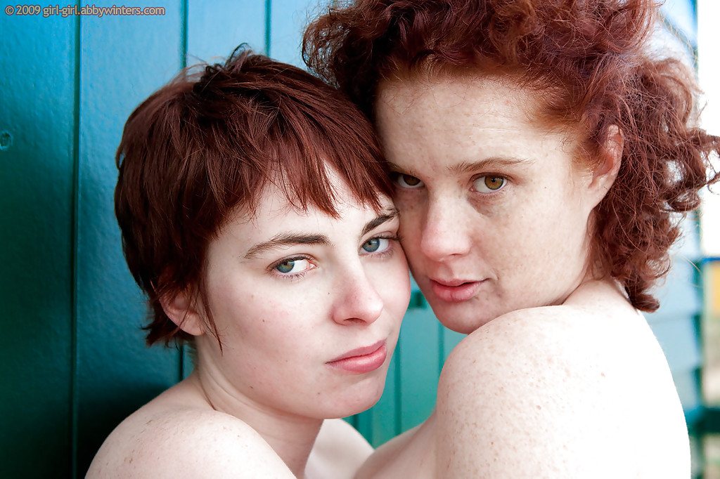 Redhead teens Maria S and Tricia L licking nipples and hairy cunts outdoors #51173334