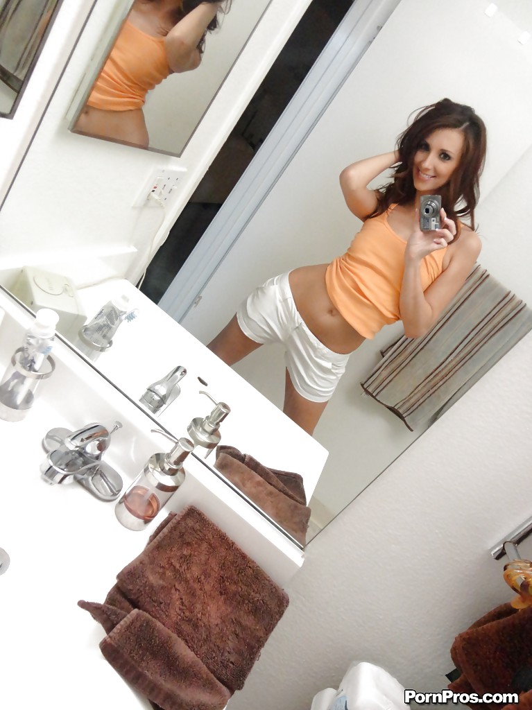 Adorable chick shows off her naked forms while taking photos of herself #51815363