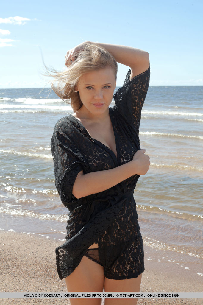 Sensual blonde babe Viola unveils her big tatas on the beach #50147501