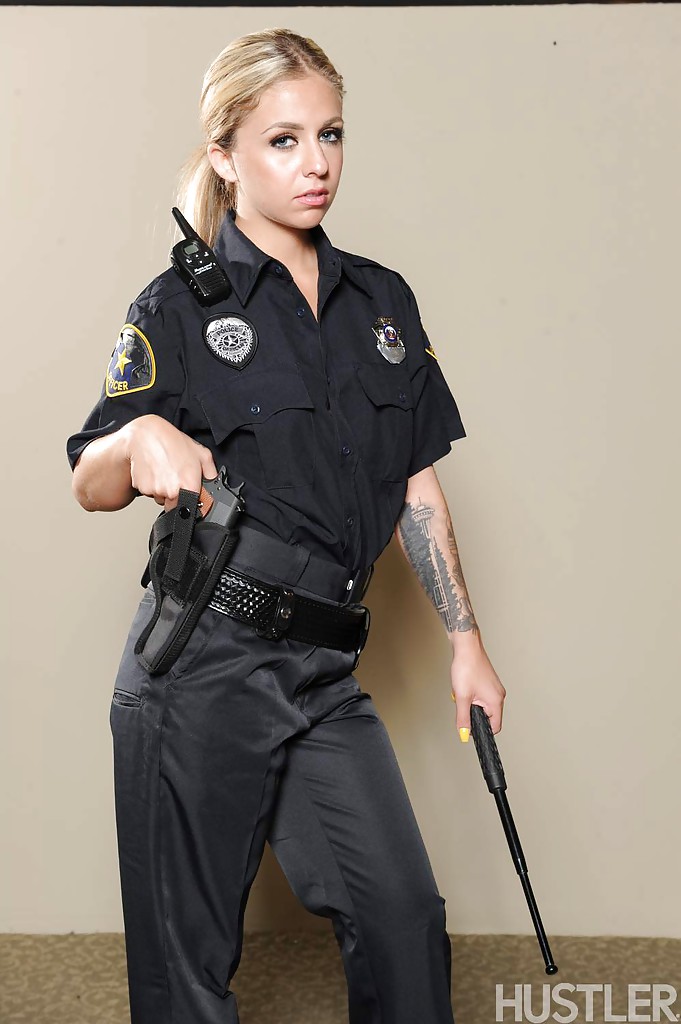 Solo girl Madelyn Monroe releasing boobs from police uniform #51531581