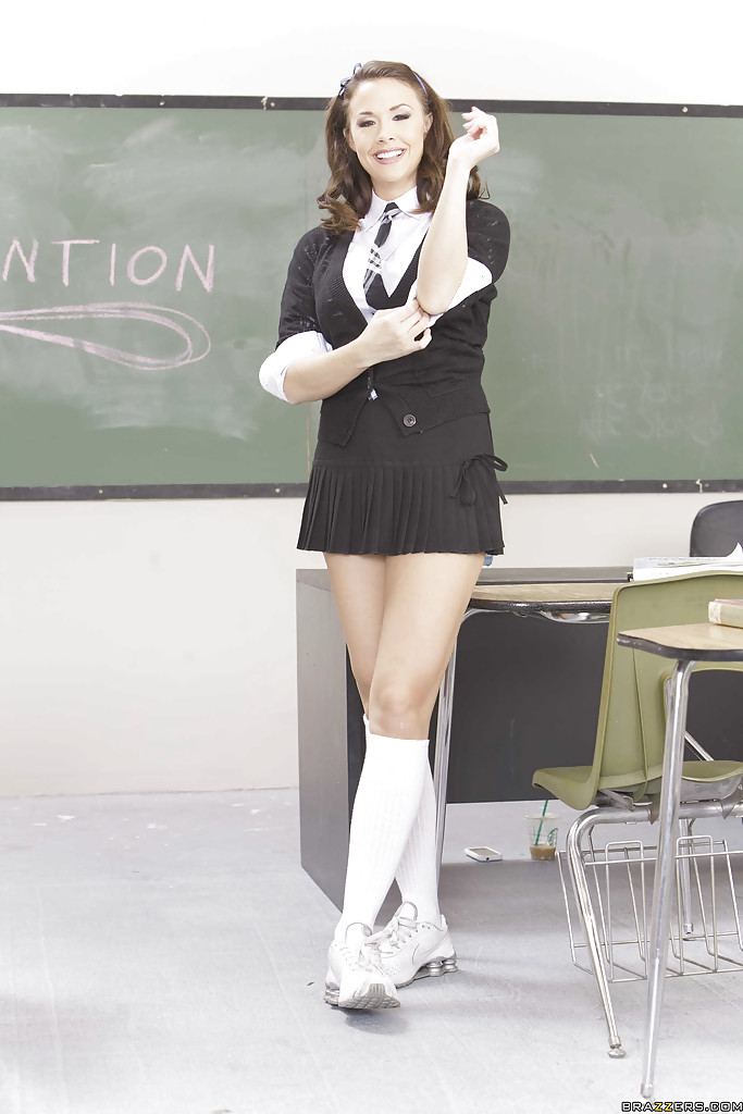 Naughty schoolgirl Chanel Preston up-skirts &amp; slips off her panties #53335248