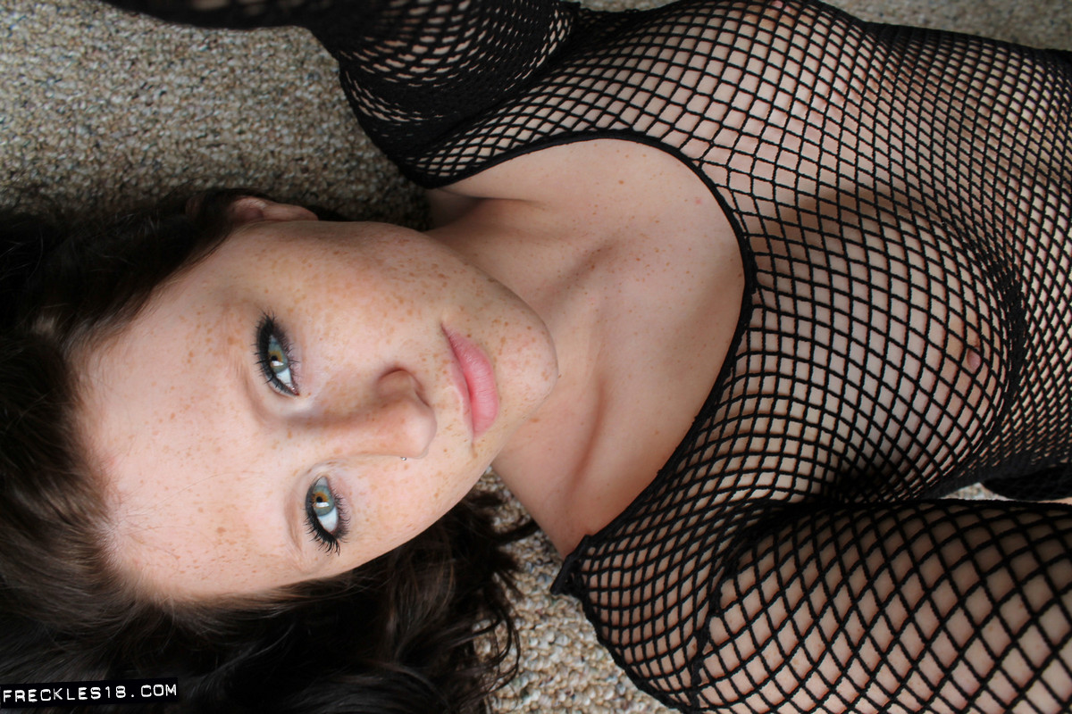 Freckle faced teenager Freckles 18 taking selfies in see thru mesh dress #51810834