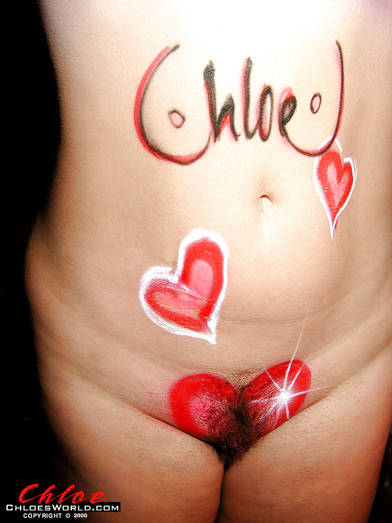 MILF Chloe Vevrier has nice melons and hairy pussy covered with body paint #50351274