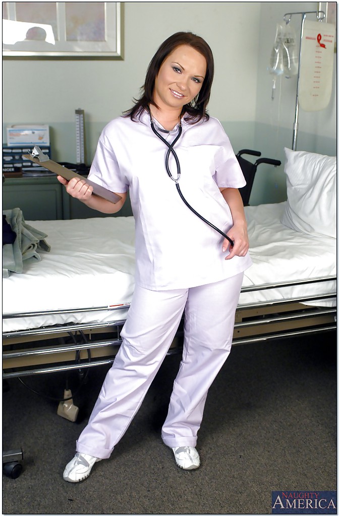 Hot babe in sexy nurse uniform Katja Kassin exposing bubble butt #51387708