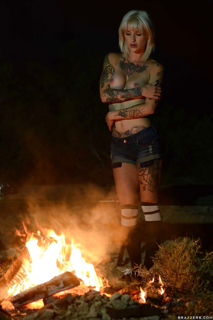 Outdoor posing of a big tits babe in shorts and socks Kleio Valentien #54635515