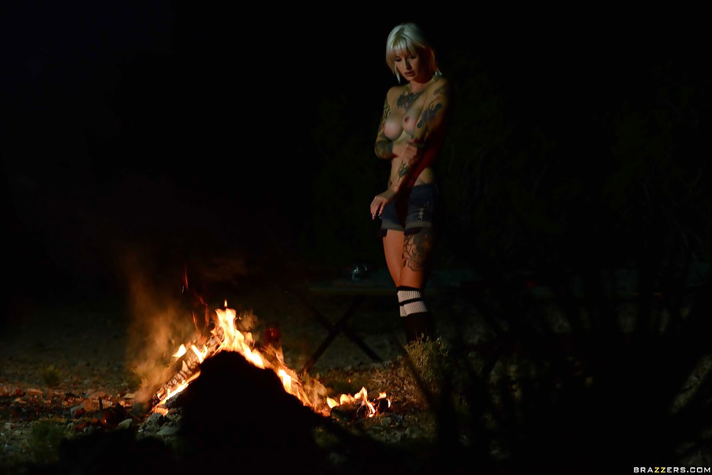 Outdoor posing of a big tits babe in shorts and socks Kleio Valentien #54635542