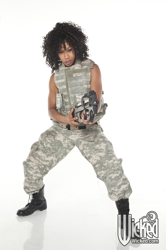 Black girl Misty Stone strips off her uniform to flash pussy #55048391