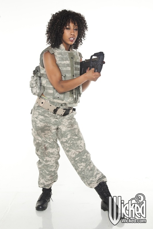 Black girl Misty Stone strips off her uniform to flash pussy #55048415