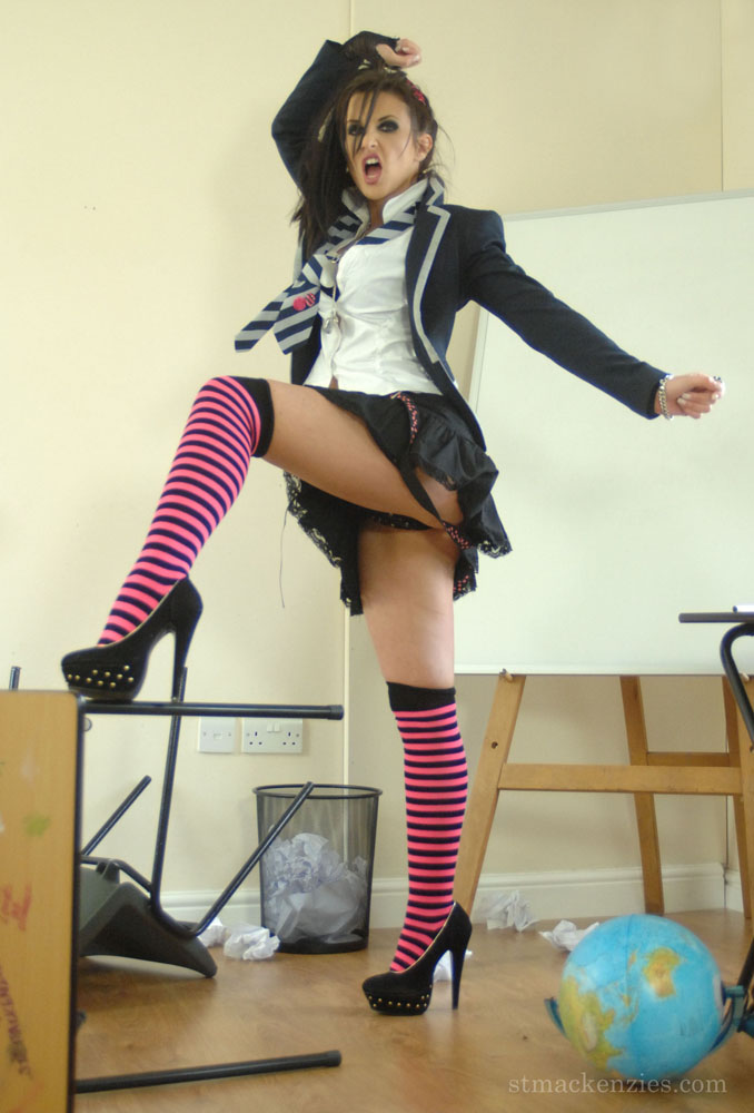 Naughty school girl Amy Alexandra goes wild and strips to stockings #54499329