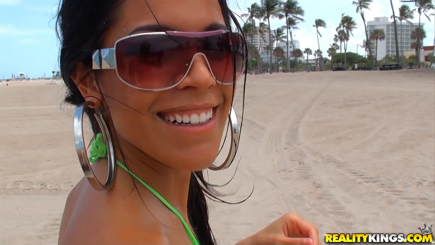 Sexy latina babe Alana Jade exposing her big wet ass on the beach #50168713