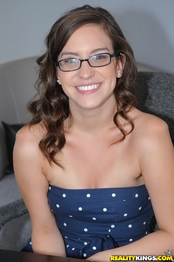 Frisky brunette amateur in glasses Alexa Amore revealing her goods #50009222