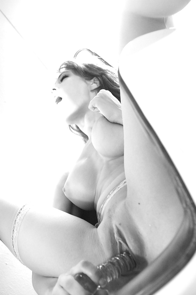 Hot babe Capri Cavalli masturbating her juicy cunt in black and white #53187582