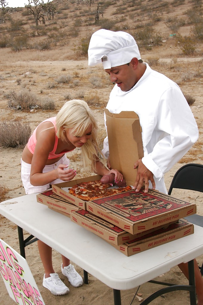 Slutty blonde Kacey Jordan gets banged by a horny pizza-guy outdoor #54393078