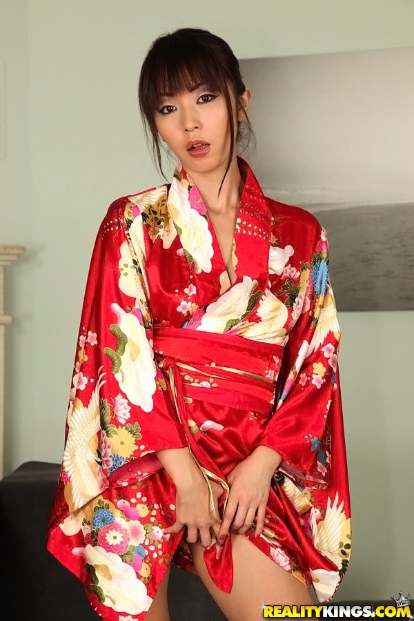 Asian hottie Marica Hase takes off her kimono and exposes her wet cunt #54910755