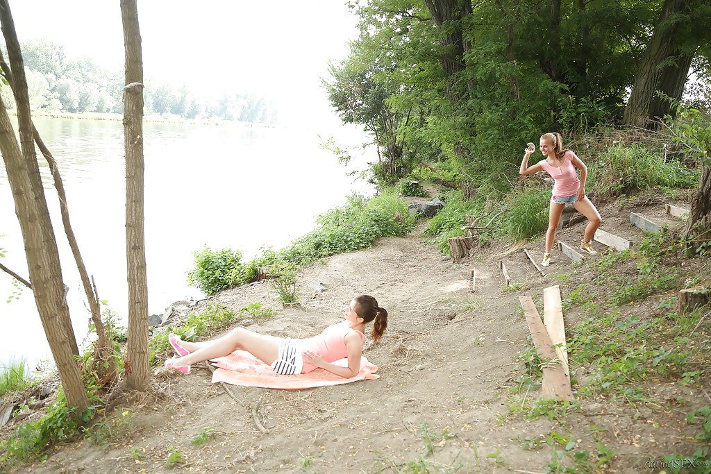 Lesbian beauties Bella Baby and Victora Ferara playing outdoor #51263815