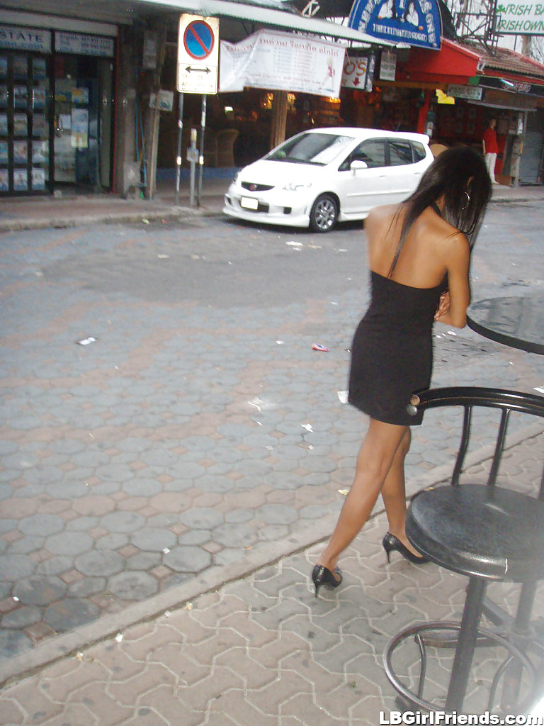 Cute Asian tranny Candids posing outdoors and spreading in high heels #51231490