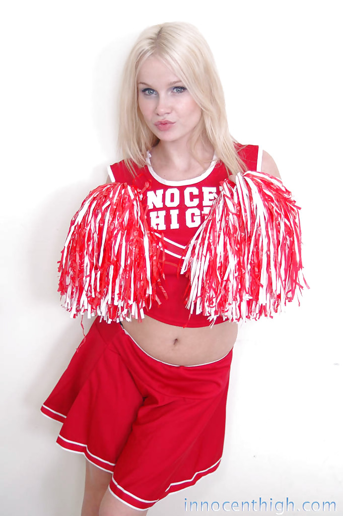Schoolgirl cheerleader Kylee is a blonde babe that is undressing for us #50315783