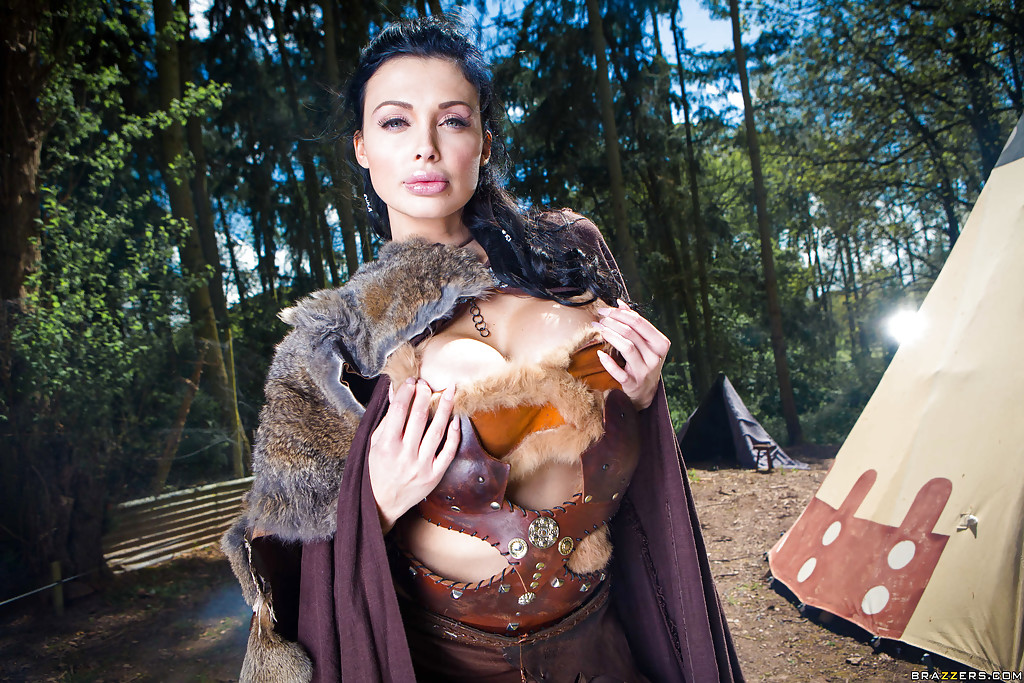 Brunette babe Aletta Ocean frees massive juggs from cosplay outfit outdoors #50368847