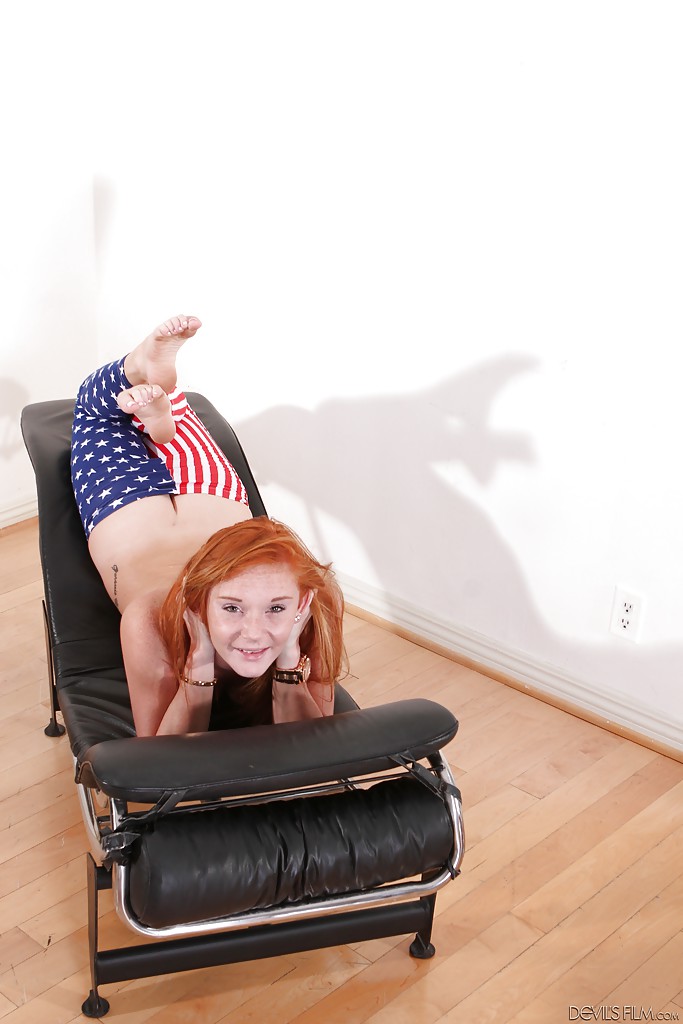 Alex Tanner is posing on the leather couch and floor with pleasure #50865445