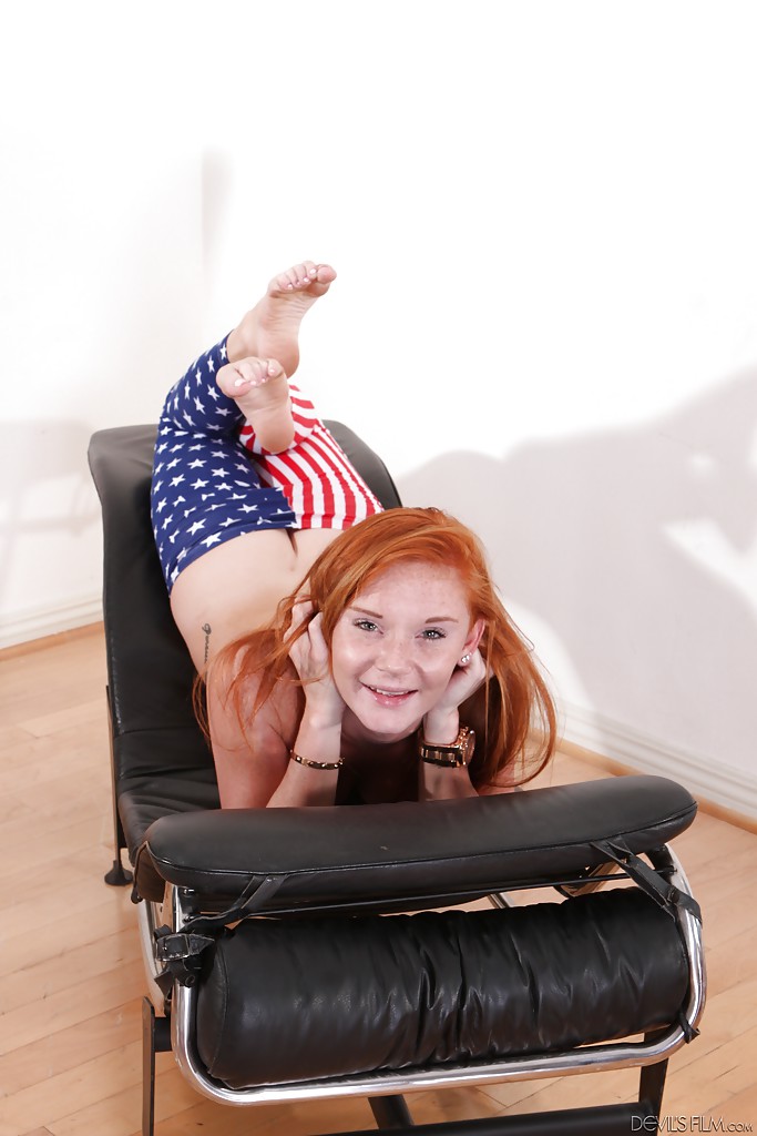 Alex Tanner is posing on the leather couch and floor with pleasure #50865450