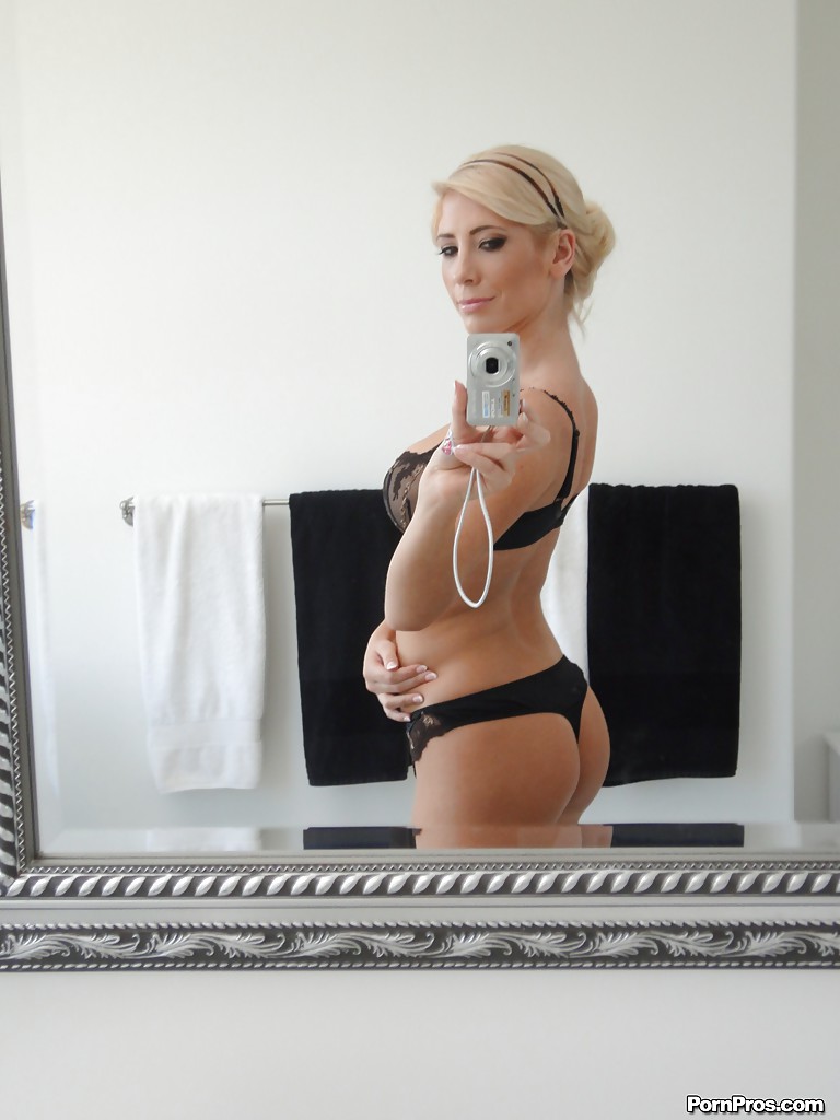 Beautiful blonde Tasha Reign taking selfies in mirror while removing pretties #50124310