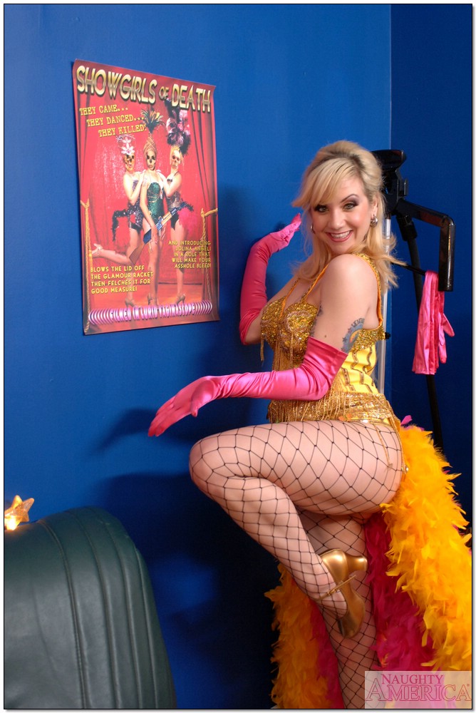 Flexible college girl Karina Kay posing in fishnet pantyhose and corset #50915541