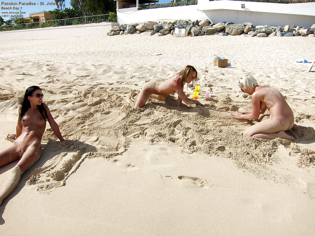 Ragazze giovani amatoriali nude con occhiali da sole che si divertono sulla spiaggia
 #50151119