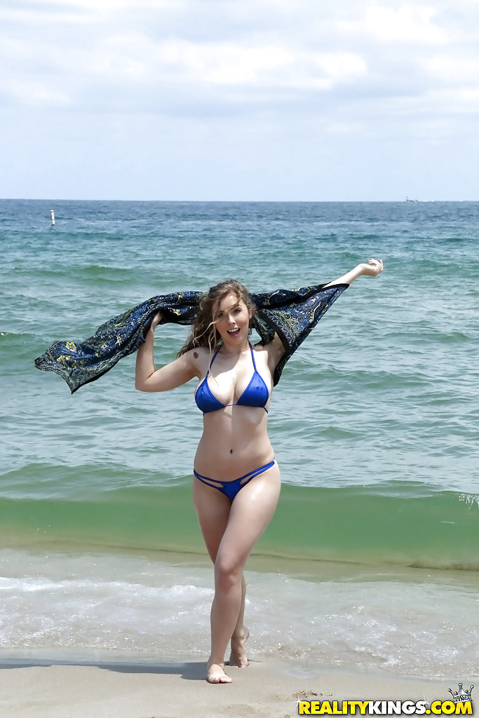 Beach babe Lena Paul freeing nice melons from bikini by swimming pool #50151300