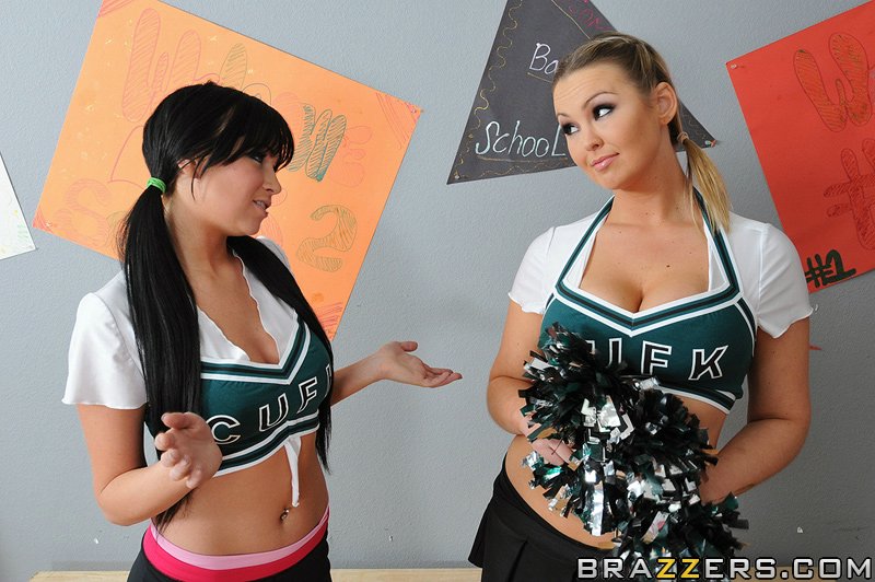 Busty cheerleader Abbey Brooks gives a titjob and gets fucked #50296477